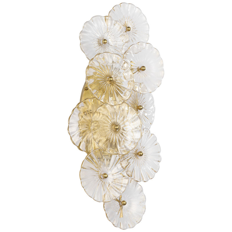 Julie Neill Gianna 21" Layered Sconce with Clear Glass, Hand-Rubbed Antique Brass, Gold
