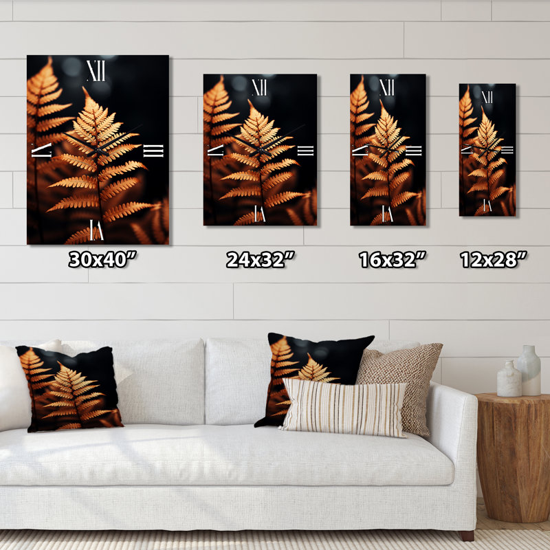 Horloge murale Ferns Copper Glow II - Floral, Petit