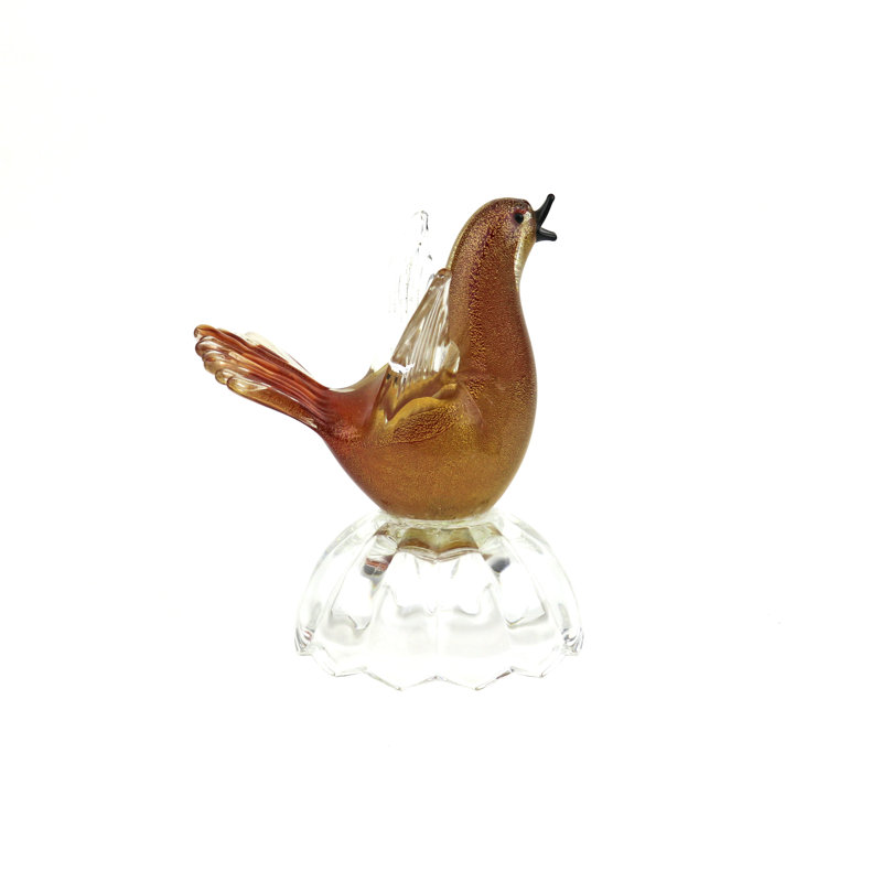 Murano Glass Bird On Clear Base