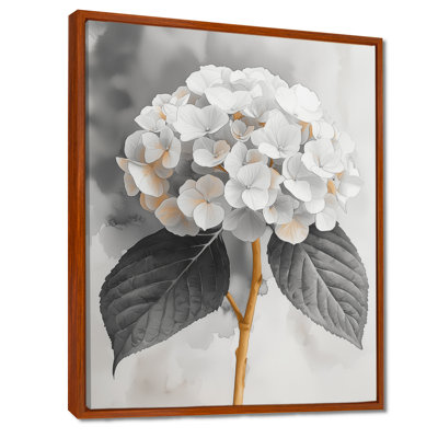 Monochrome Hydrangea With A Winter Stem I - Hydrangea Wall Art