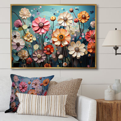 " Cubist Zinnias Flowers Collage I "