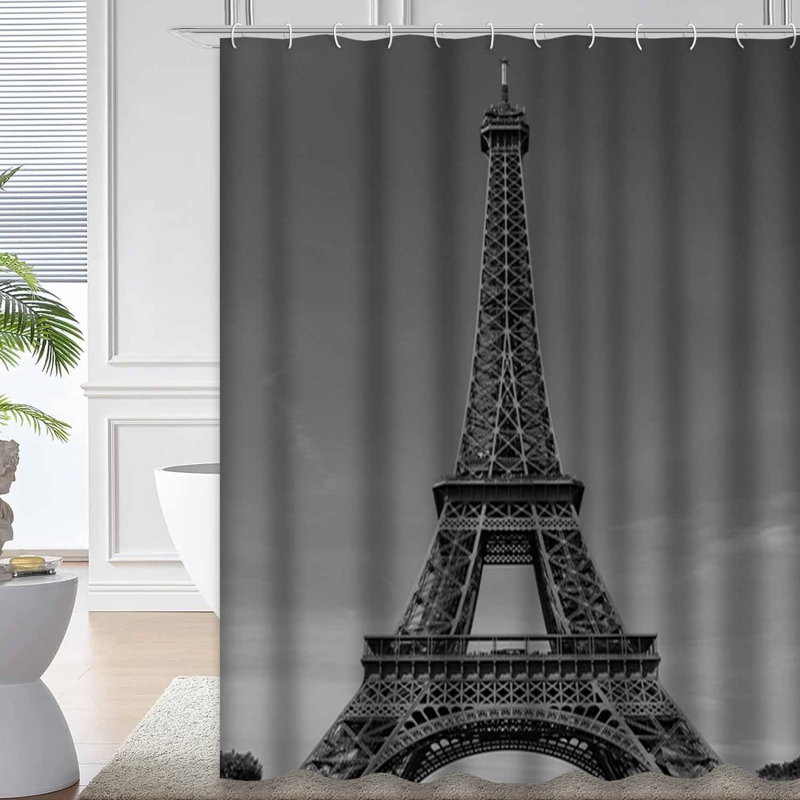 Rideau de douche à 12 crochets Tour Eiffel Paris France, L 72 po x l 84 po