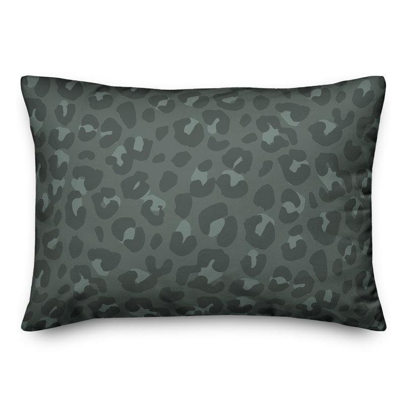 White Leopard Throw Pillow, Grey