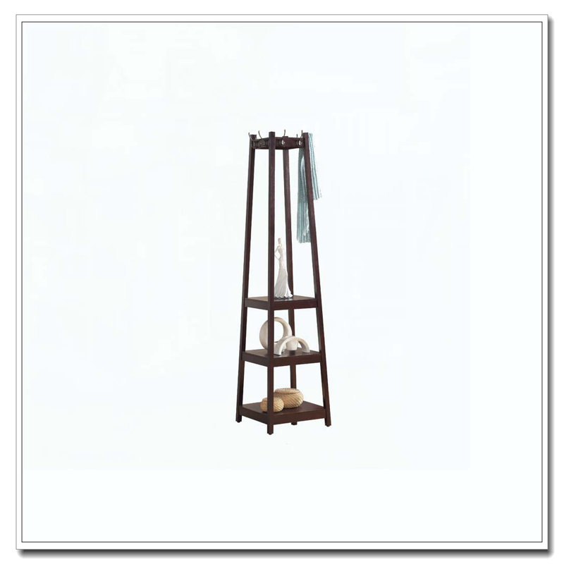 Coat Rack W/ 3-Tier Storage Shelves, Espresso