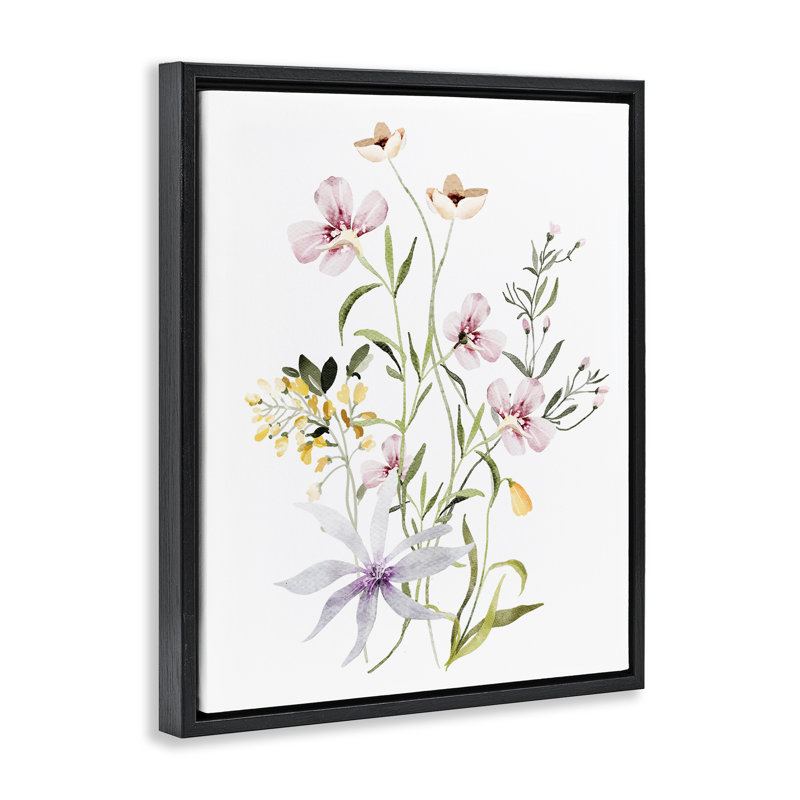 Cadre flottant à motif floral, H 31 po x l 25 po, Cadre flottant noir de jais