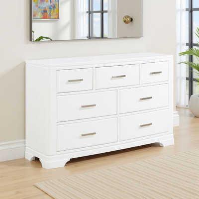 Commode 56 pouces à 7 tiroirs Hudy, placage bouleau