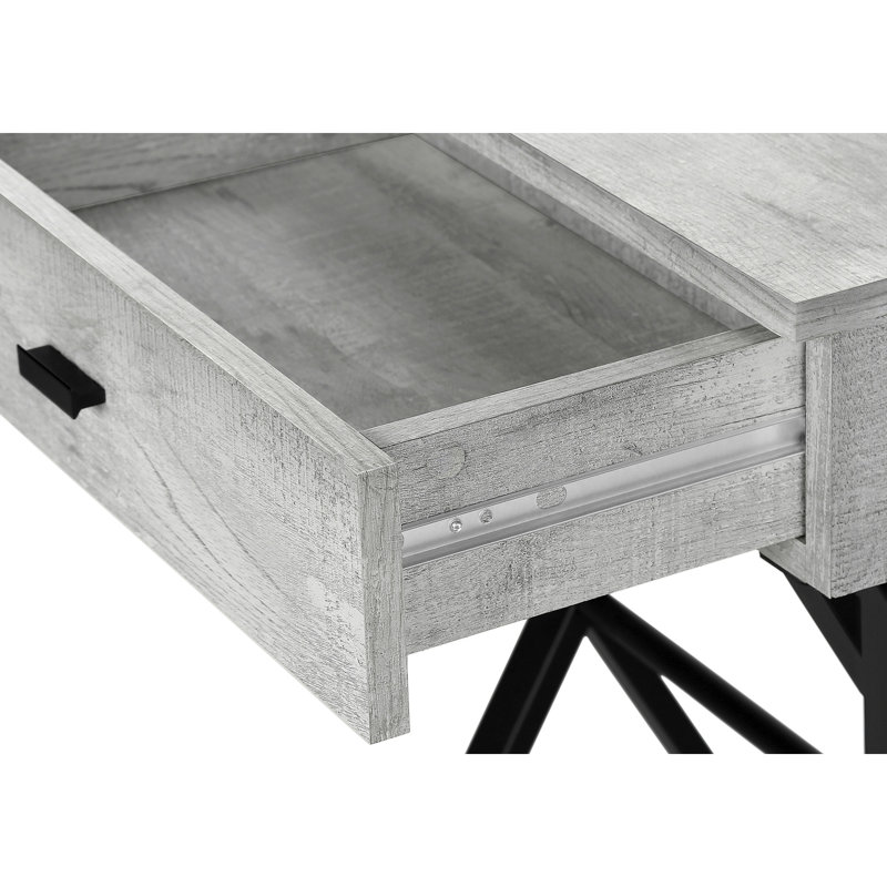 Side Table with Metal X Base Frame, Black, Brown
