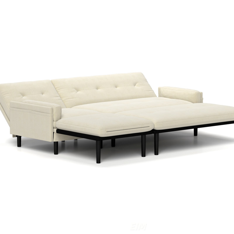 Canapé et lit en L ivoire convertible en L 3 places, multifonctionnel et confortable