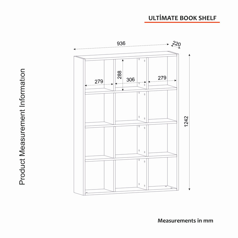 124.2cm H x 93.6cm W Cube Bookcase