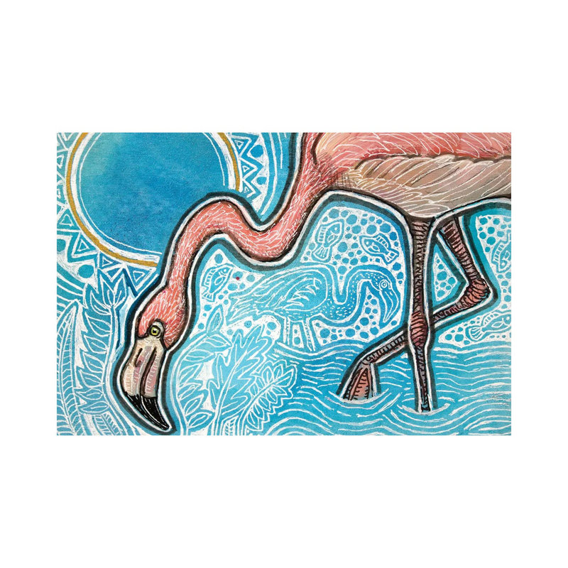 Blue Skies For A Pink Flamingo by Lynnette Shelley - Wrapped Canvas Print, 20.32 cm H x 30.48 cm W
