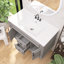 Meuble-lavabo mural simple de style français avec lavabo en céramique et porte à fermeture en douceur-129937459