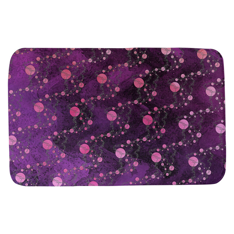 Tapis de salle de bain planet stars, l 21 po x L 34 po, Mauve foncé / rose