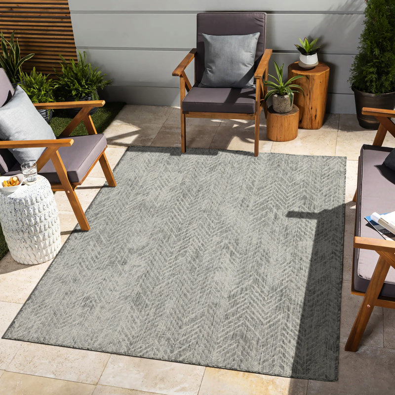 Silver Area Rug 5ft. 3in. X 7ft. - Sunshine Gchar2012, Polypropylene , Stain , For Indoor, Outdoor, Home Magnetism Aesthetics