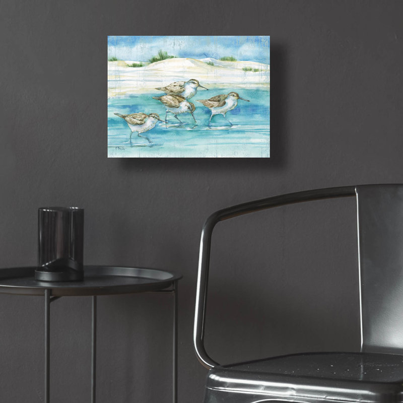 «Sandy Sandpipers I» par Paul Brent, art mural en verre acrylique, H 12 po x l 16 po
