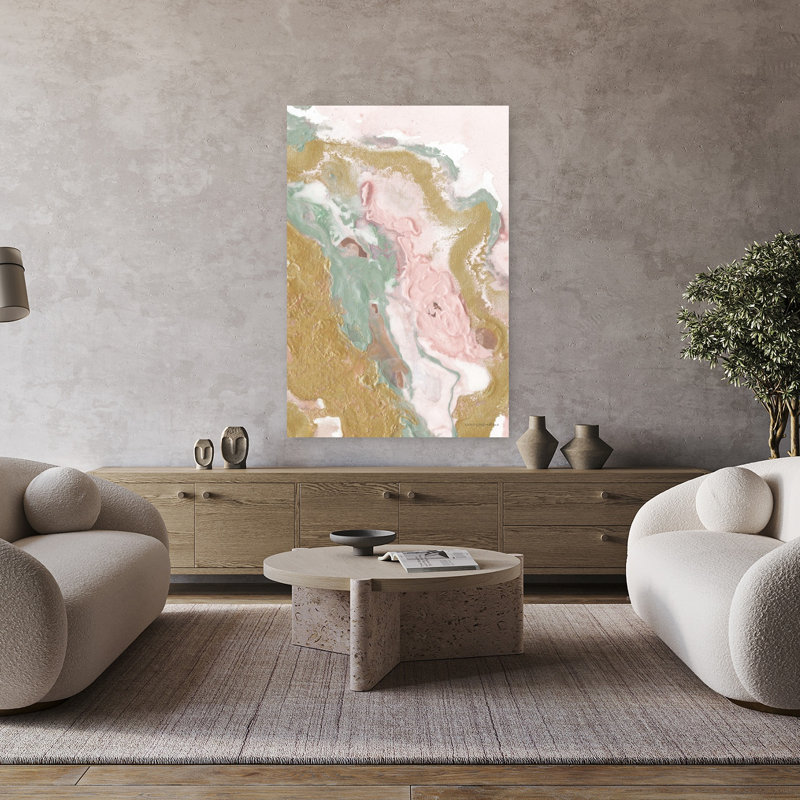 Art contemporain abstrait doux délavé, H 48 po x l 32 po