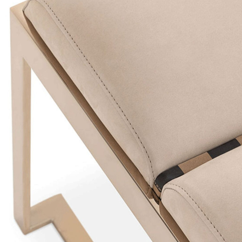 Banc rembourré en tissu, H 17,71 po x l 62,99 po x P 15,74 po
