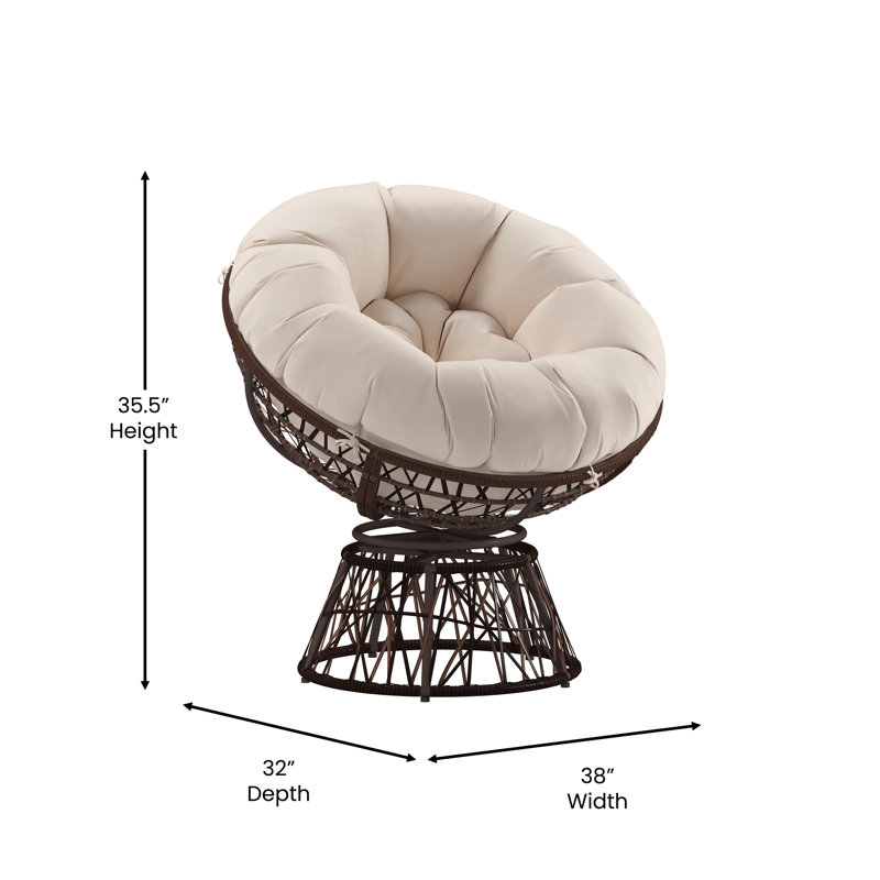 Chaise de patio pivotante avec coussin Tarquin, Noir, Noir