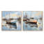 Bateau de charme en hiver - ensemble de 2 collages carrés-502218838-502218839