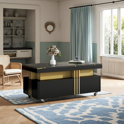 Table basse à roulettes avec rangement Maryjoan