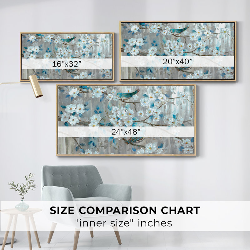 Bleu sarcelle - Toile tendue avec châssis, prête à accrocher, Naturel, H 21 po x l 41 po