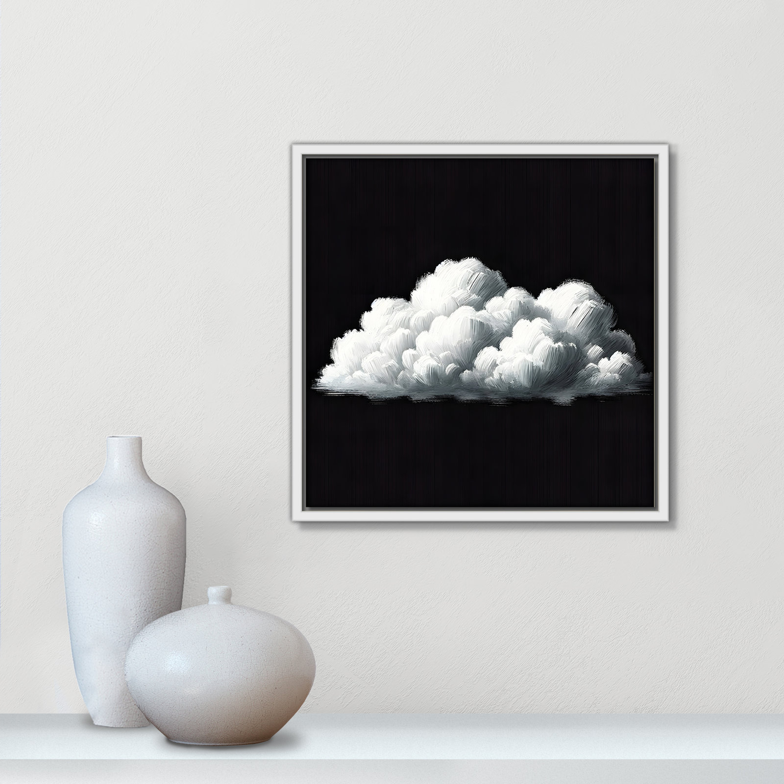 Ottavia "White Clouds" Print, 13.5" H x 13.5" W, White