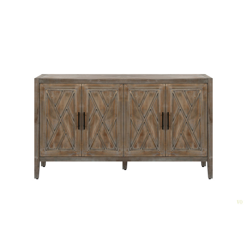 Armoire décorative de style campagnard 60 pouces avec 4 portes et une tablette ajustable Buffet en bois avec console et crédence pour table de salle à manger