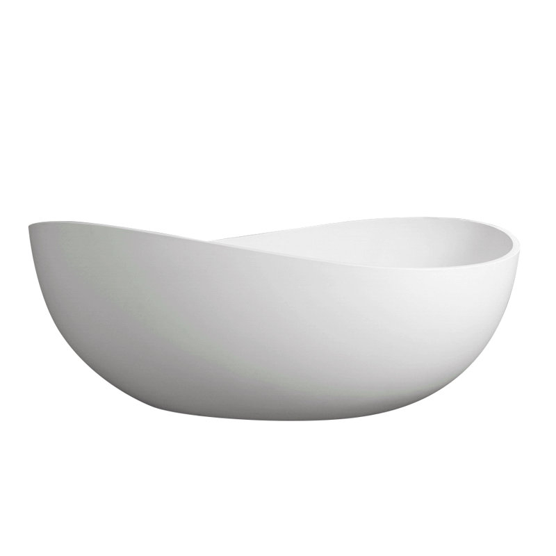 Baignoire de trempage autoportante à surface solide de 63 pouces, Blanc mat