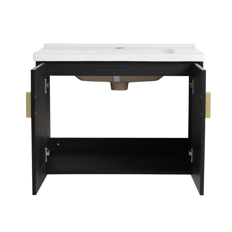 Meuble-lavabo à fermeture en douceur de 40 po avec lavabo et petites tablettes de rangement (CVC06328BCT-CVC07412LTK)