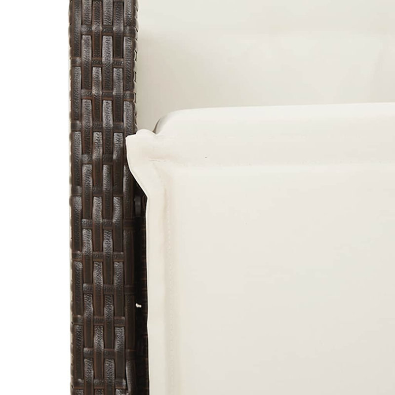  Ensemble repas 9 pièces pour patio avec coussins en rotin de polyester brun, Brun / Blanc