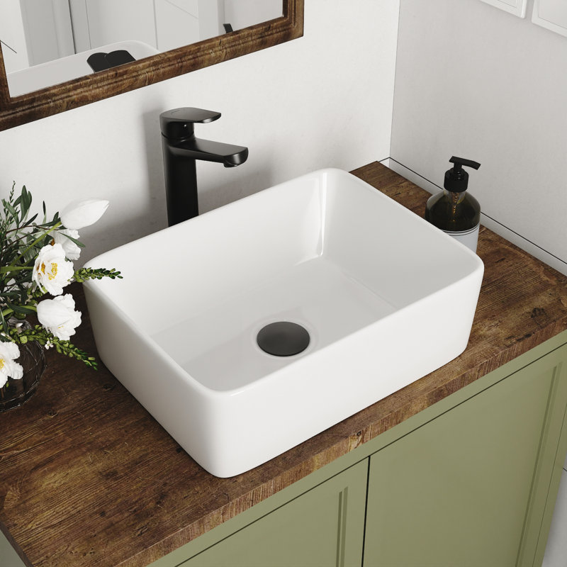 DeerValley 405mm L x 305mm W White Ceramic Rectangular Sink
