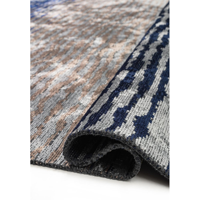 Modern Abstract Wavy Lines Rug, Rectangle 9'10" x 14'
