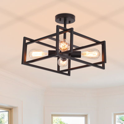 Nill 4 - Light 15" Wide Square Dimmable Semi Flush Mount for Entryway Foyer Hallway