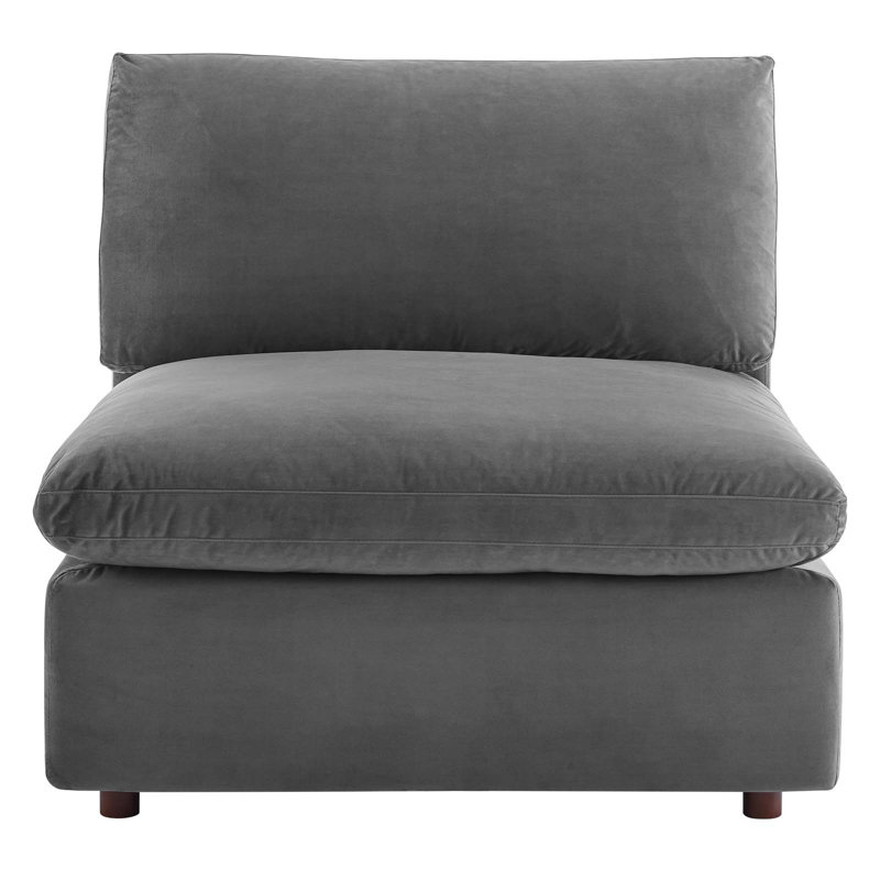 Chaise sans accoudoirs en velours rembourré Commix, Velours gris velours
