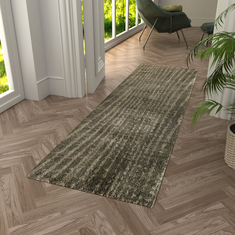 Templas Modern Abstract, Green/Tan, Runner 2'6" x 7'3"