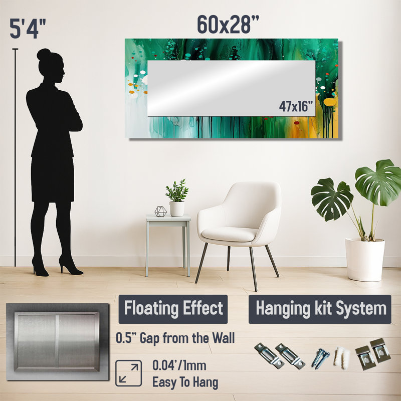 Miroir mural Mute Floral, 28 po x 60 po