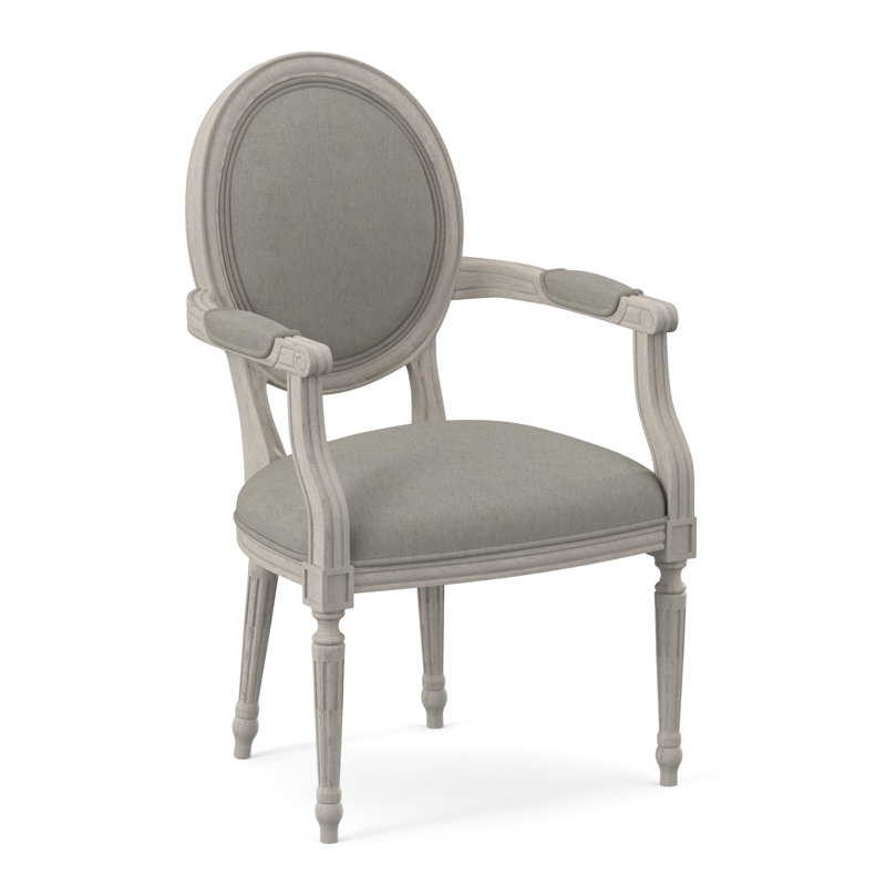 Chaise avec accoudoirs en tissu Dauphin, Bisque, Lin Libby