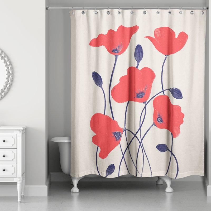 Rideau de douche simple Simple Poppies