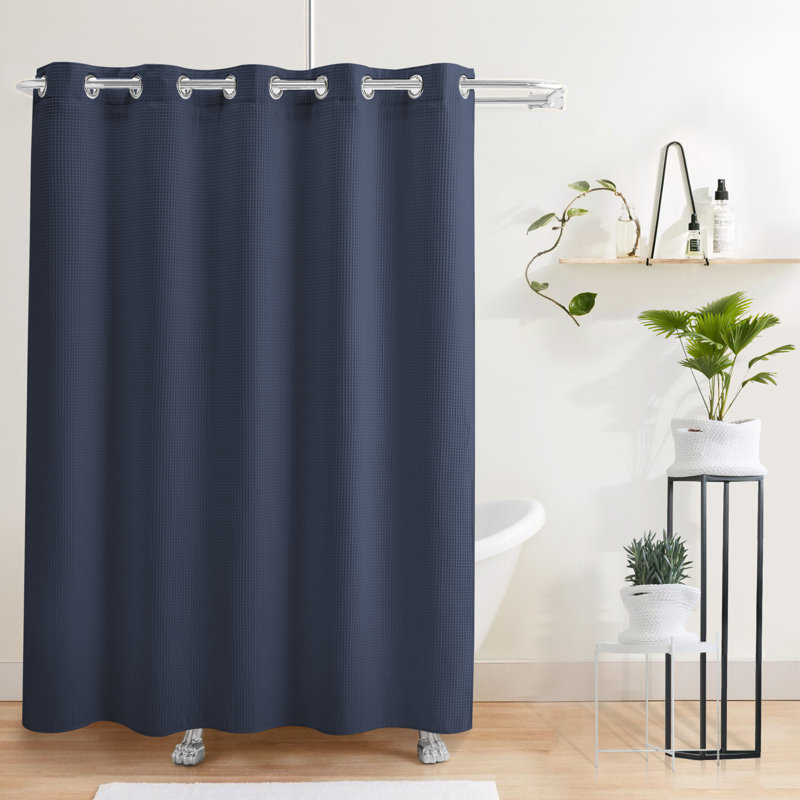 Rideau de douche gaufré Duppstadt, H 74 po x l 71 po, Bleu marine