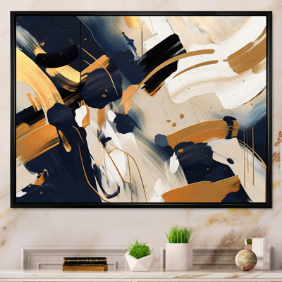 Abstrait combat doré et noir sur toile