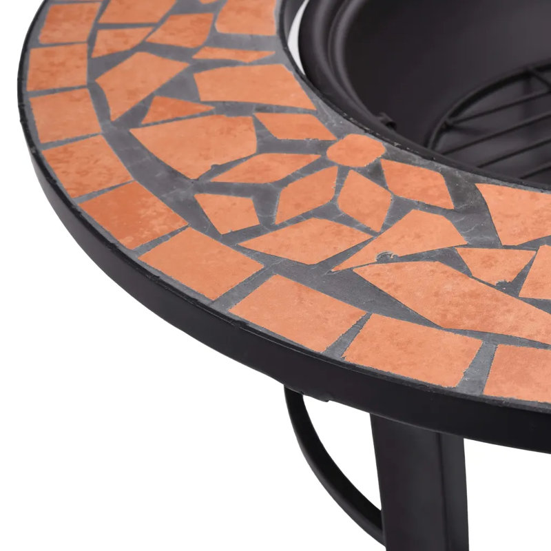 Eastchester Mosaic Fire Pit 68cm Ceramic, Terracotta/Black