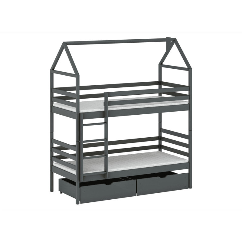 Gertie Bunk Bed House Beds with Storage Included, Graphite