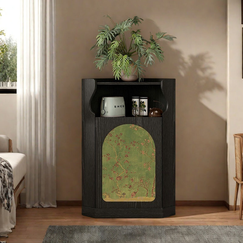 Élégante armoire de coin multifonctionnelle avec rangement, Noir, noir, noir, noir