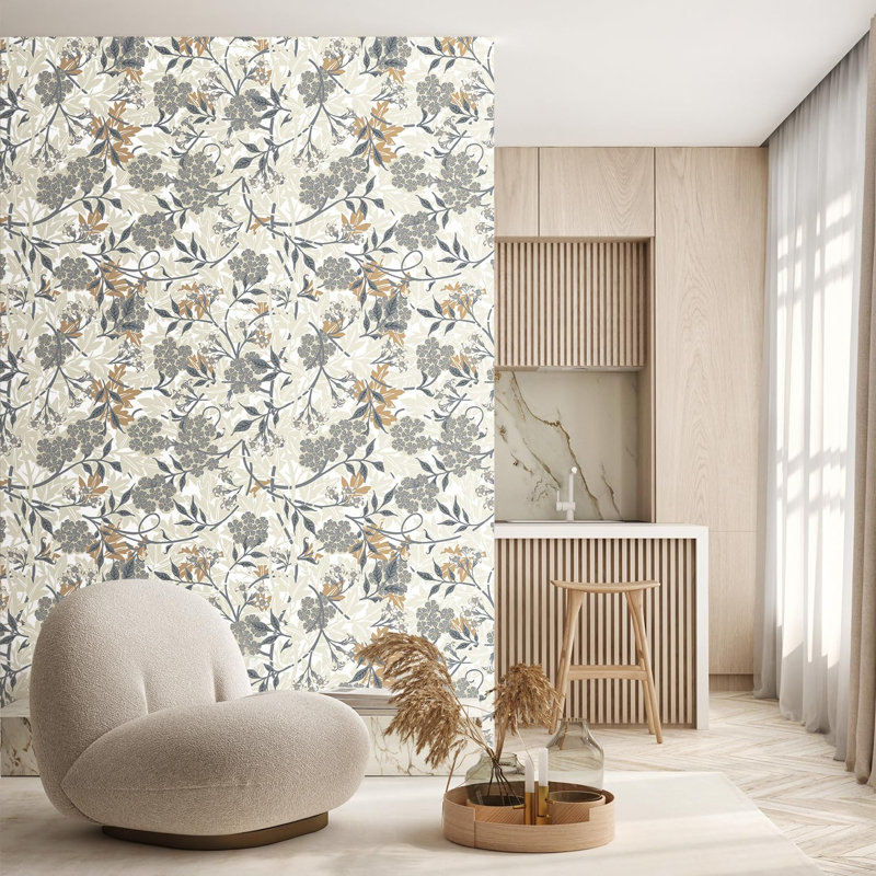 Tapisserie florale rétro, botanique classique, L 132 po x l 48 po