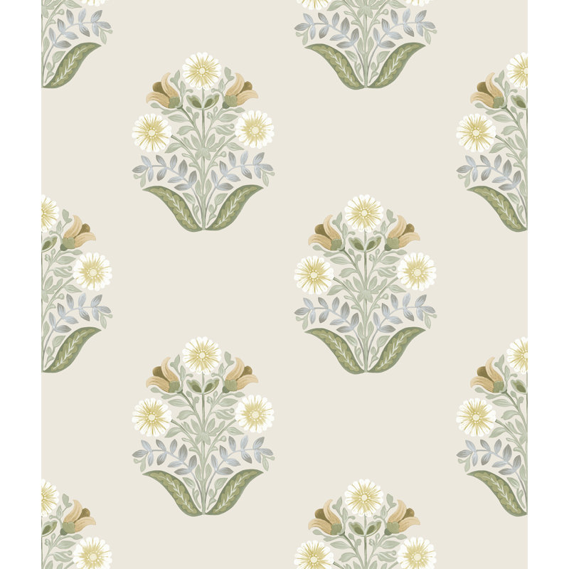 Double rouleau floral Peel & Stick, Vert