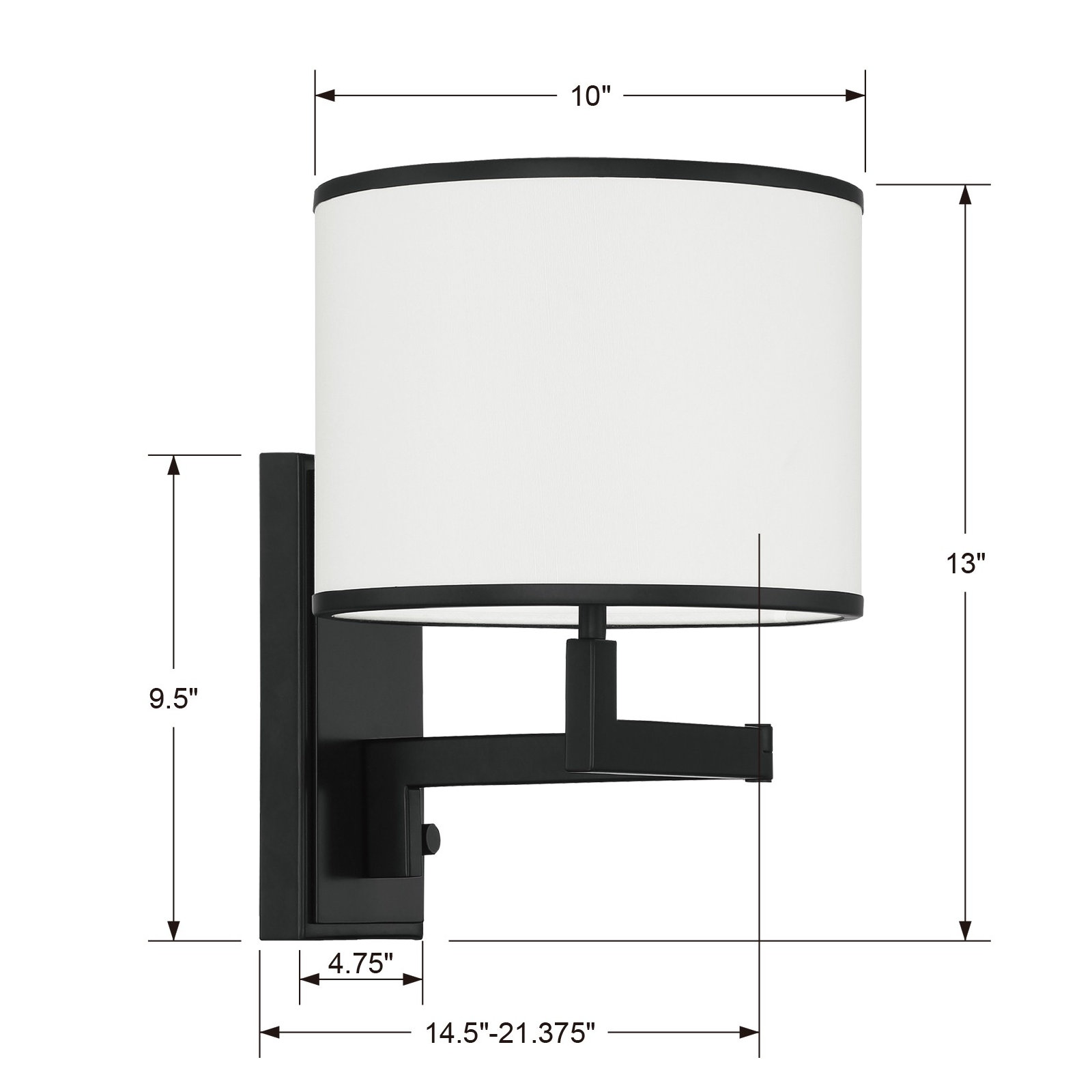 Cobblefield Single Light Dimmable Swing Arm Sconce, Matte Black