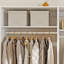 Système d'organisation modulaire blanc avec 3 tringles, 7 tablettes et 2 tiroirs
