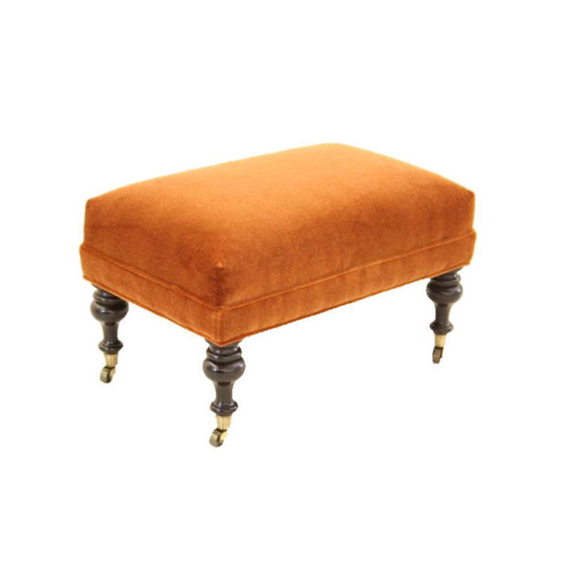 Leather Ottoman, Croc Gator Brown, Brushy Bayou