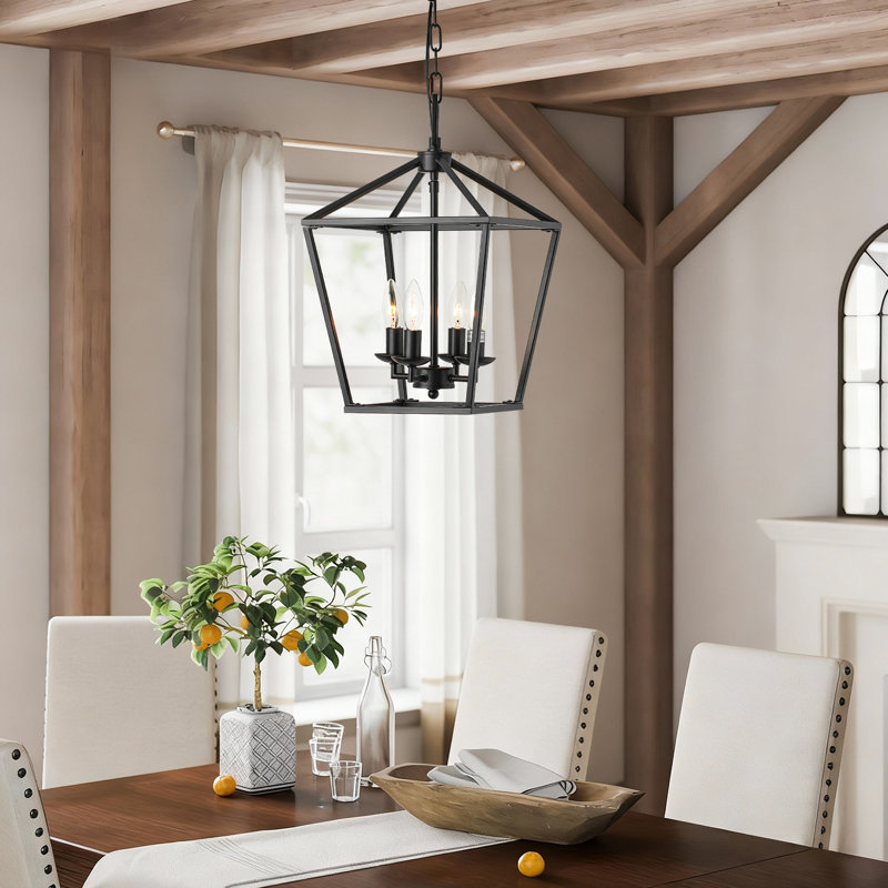 Lustre géométrique 4 lumières noir mat