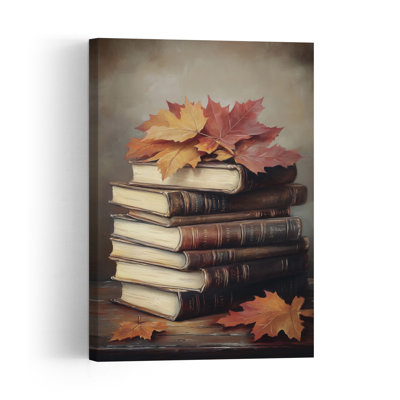 Livres d'automne chaleureux, style rustique vintage, paysage d'érable abstrait en automne, affiche murale