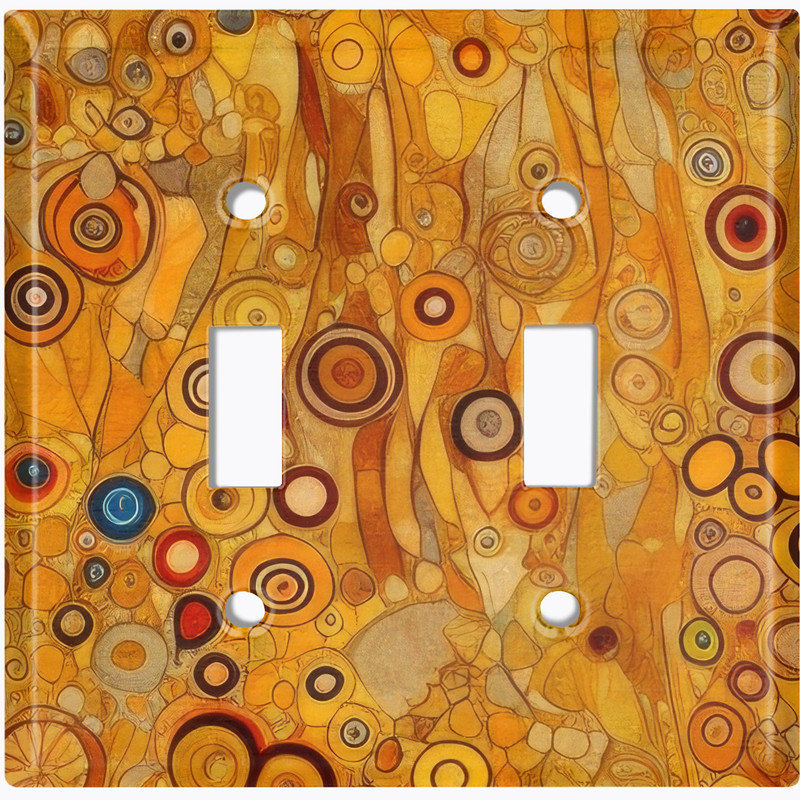 Couvercle de plaque d'interrupteur en métal; Toile à bascule de taille standard 2 US - fleur de style Klimt, #2 Double Toggle